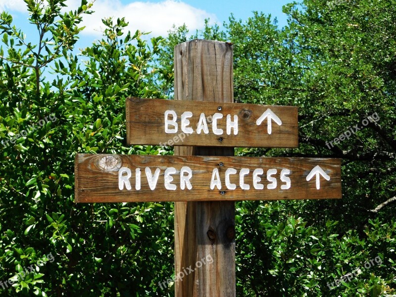 Poster Beach River Notice Wood