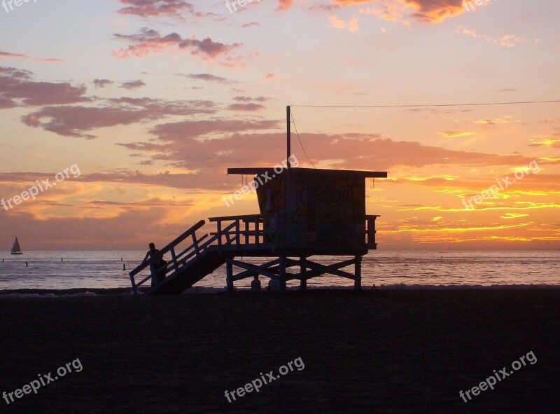 Baywatch Sunset Beach Santa Monica Free Photos