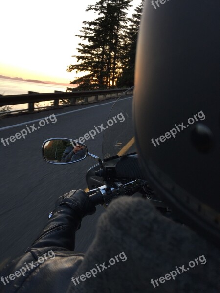 Motorcycle Road Trip Sunset Free Photos