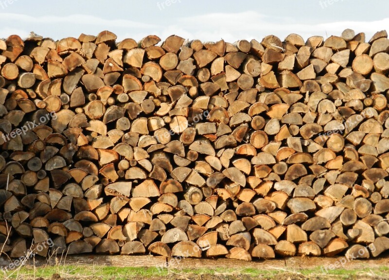 Wood Heap Stacked Brown Logs