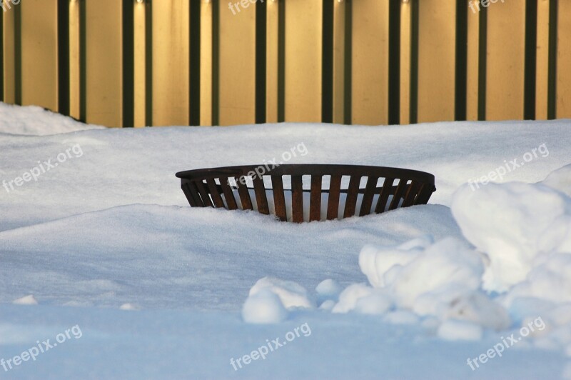 Fire Basket Fire Basket Absorbed In The Snow