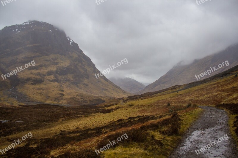 Scotland Hiking Windy Fog Clouds