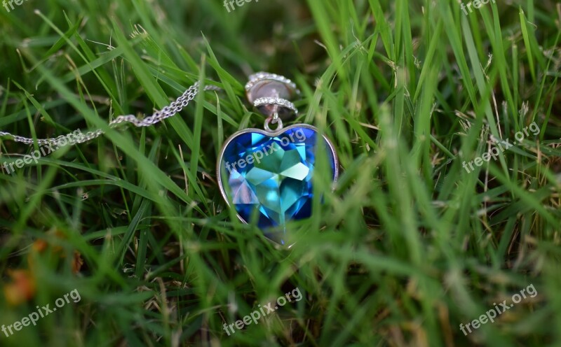 Necklace Blue Hart Blue Diamond Green And Blue Free Photos