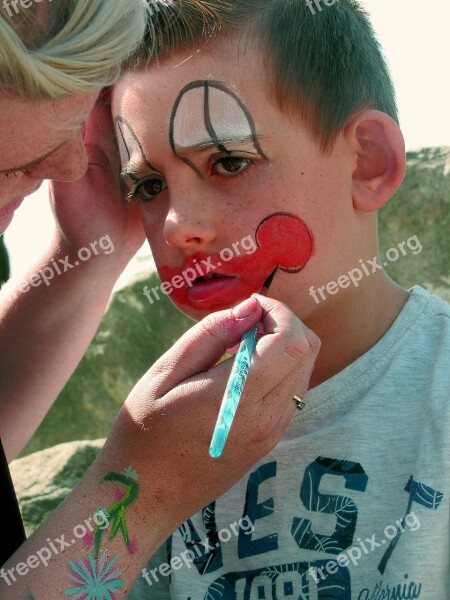 Child Clown Face Paint Face Painting Painted