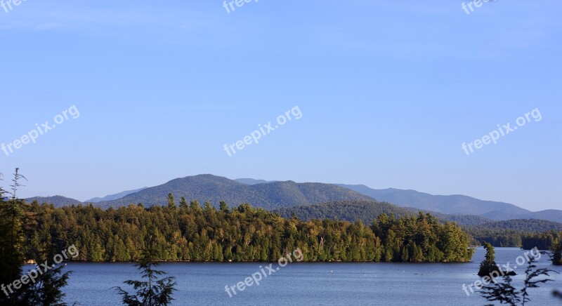 Lake Mountains Adirondacks Forest Woods