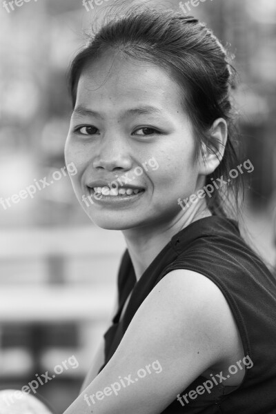 Portrait Black And White Human Girl Woman