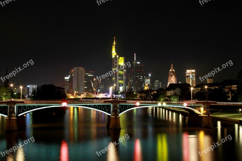 Frankfurt Main Bridge Skyline Hesse