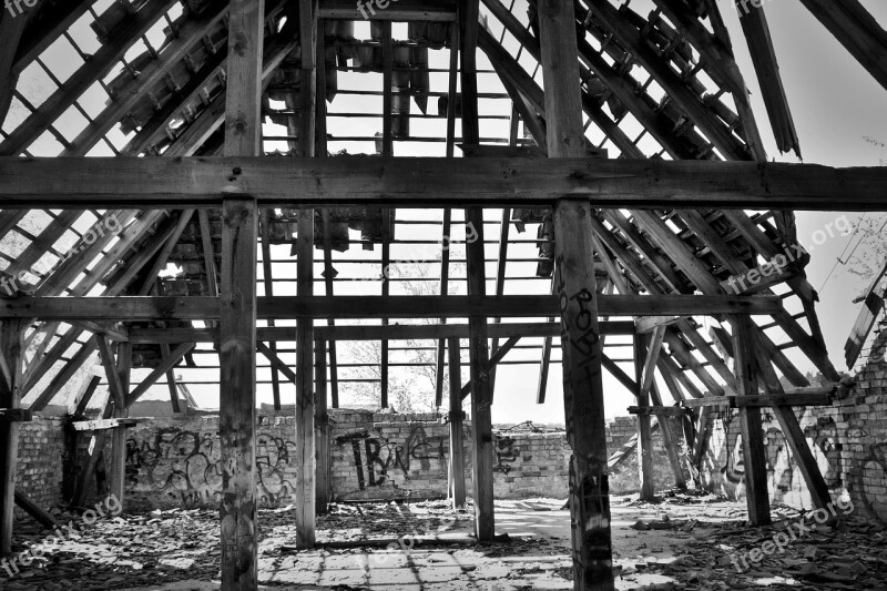 Lost Places Ruin Roof Truss Pforphoto Storm Damage