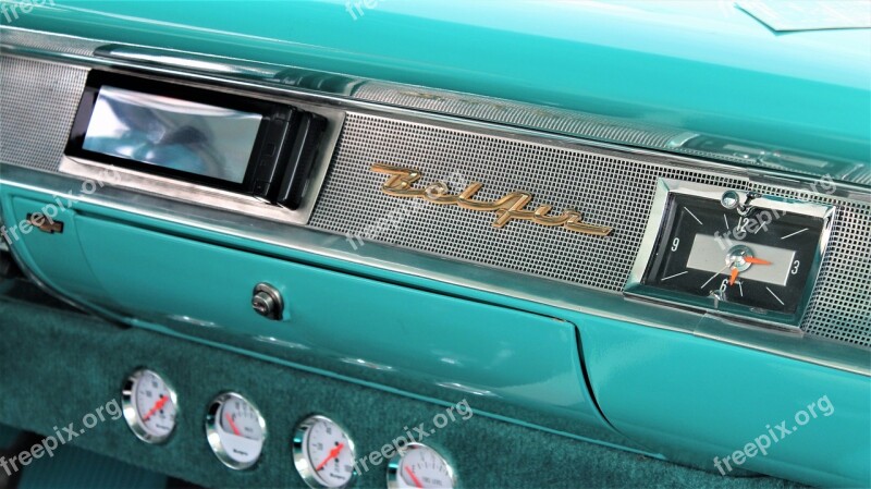 Belair Dashboard Turquoise Car Emblem Car Clock