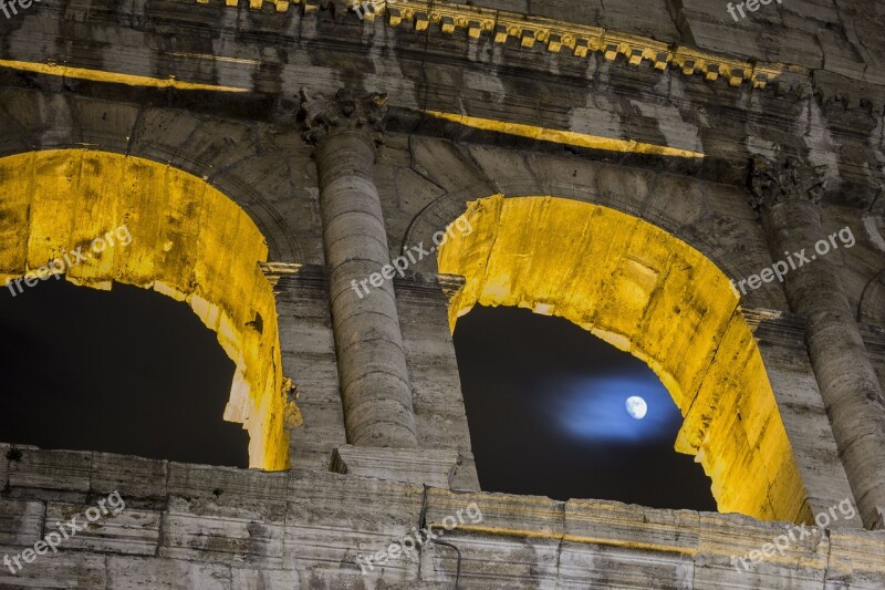 Colosseum Night Luna Roman Coliseum Ancient Rome