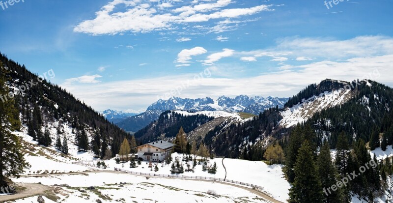 Alpine Mountains Panorama Alm Landscape