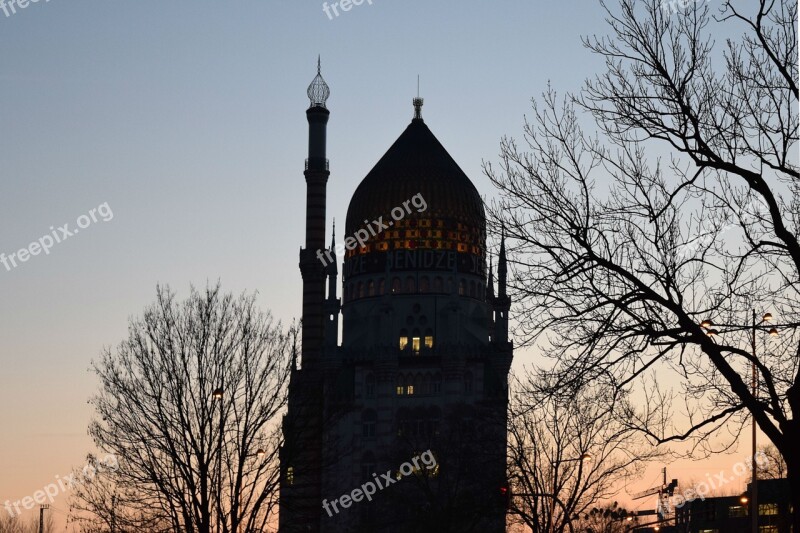 The Mosque Vienna Silhouette Sunset Sun