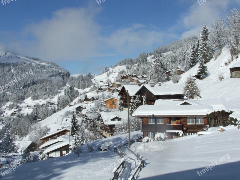 Wengen Acher Village Snow Winter