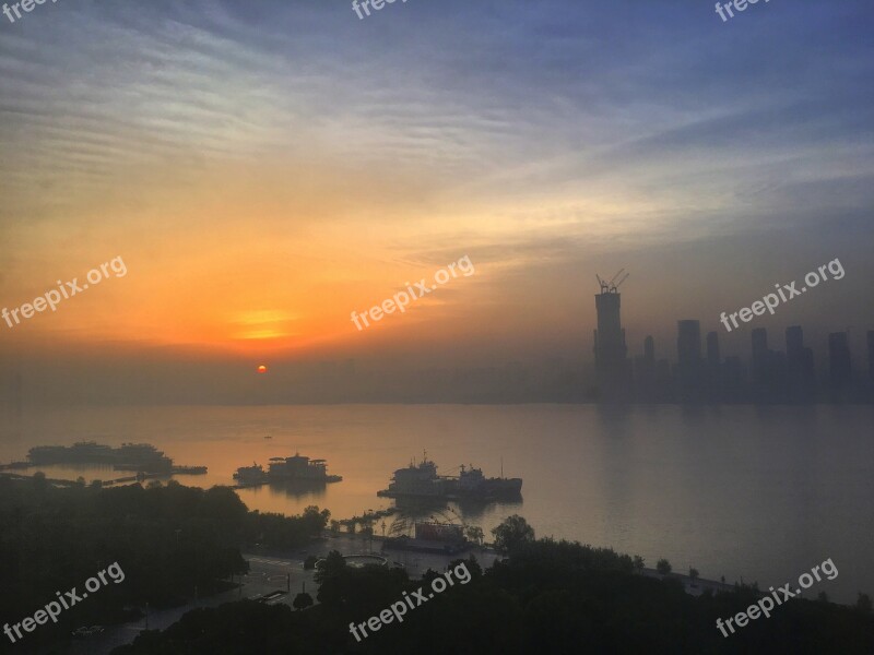 Dawn The Yangtze River Barge Free Photos