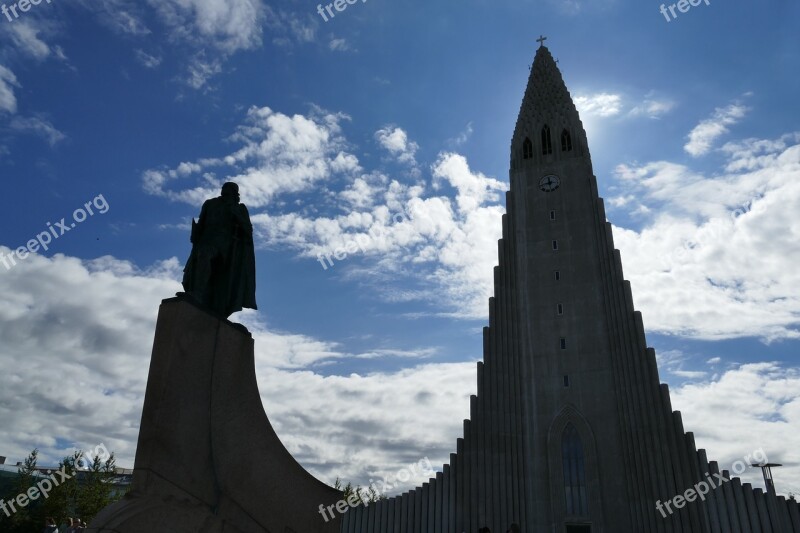 Reykjavik Iceland Church Sculpture Hallgrímskirkja