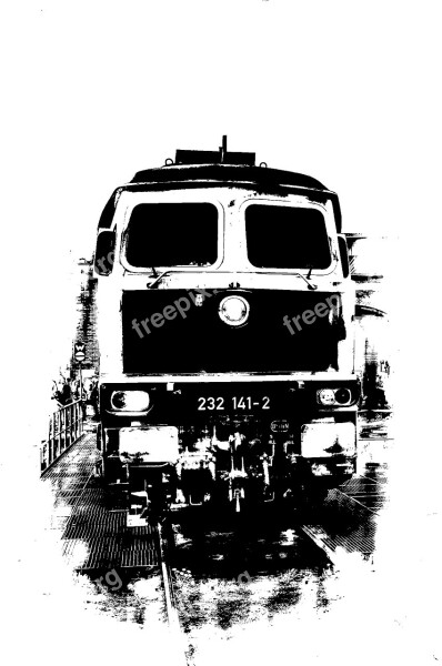 Diesel Locomotive Monochrome Railway Transport Rail Traffic