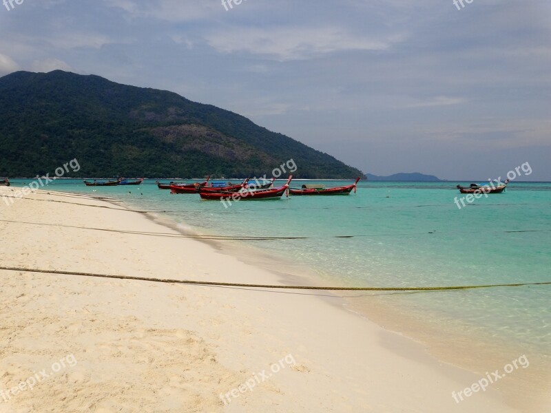 Thailand Beach Boat Long Tail Sea