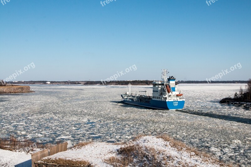 Ship Spring Ice Ice Floe Landscape