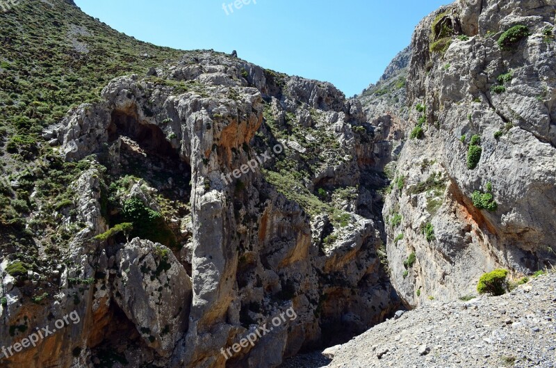 Crete Gorge Kourtaliotiko Gorge Rock Mountains