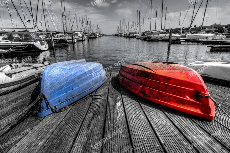 Boats Hdr Dock Marina Harbor