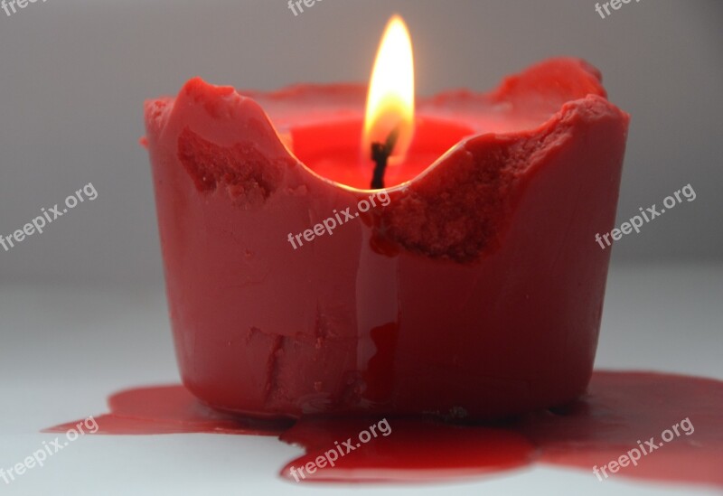 Candle Fire Red Wick Burns