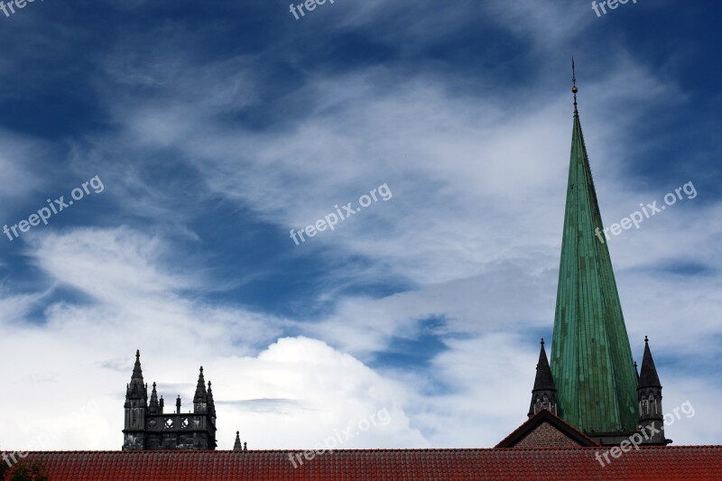 Steeple Sky Blue Clouds Church