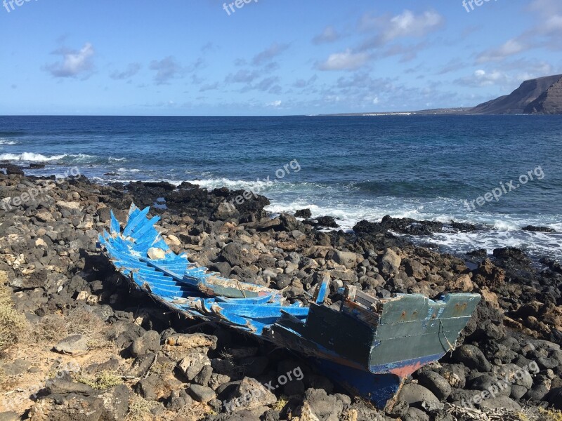 Shipwreck Barca Blue Island Canary Islands