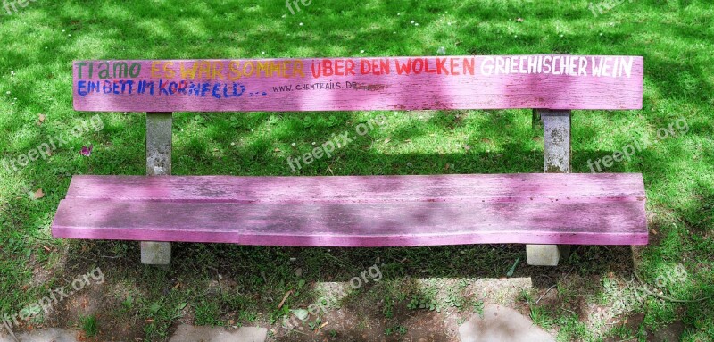 Bank Bench Park Graffiti Pink