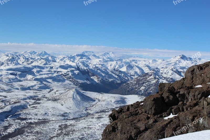 Mountains Snow Andes Chile Volcano