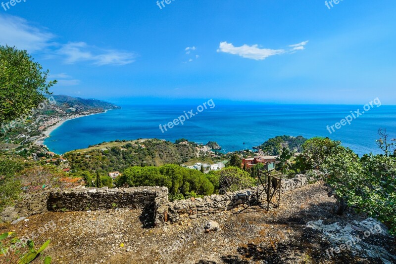 Sicily Coastline Summer Italy Taormina