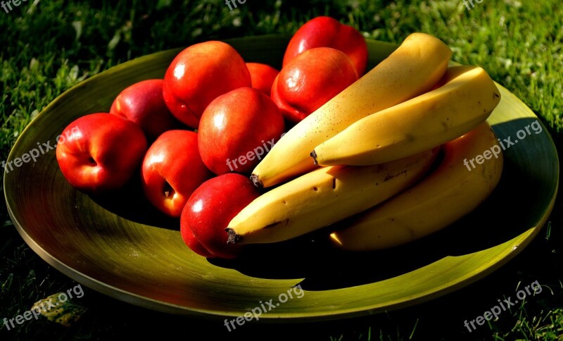 Bananas Nectarines Fruit Vegetarian Delicious