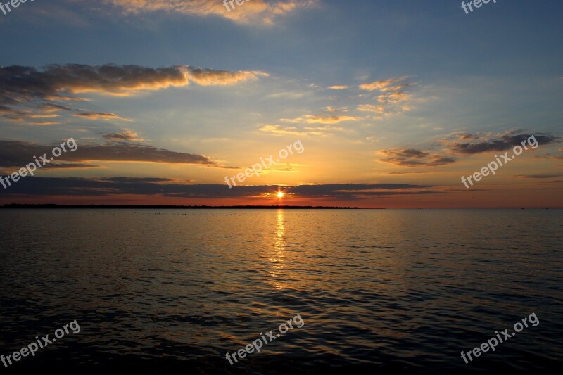 Lake Erie Sunset Landscape Water Lake