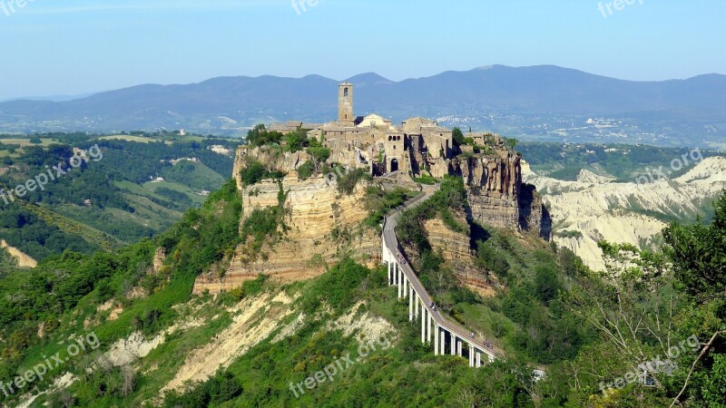 Civita Di Bagnoregio Latium Viterbo Province Cliff Erosion