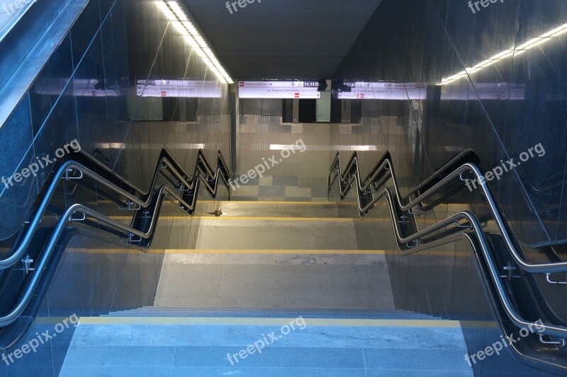 Stairs Underpass Metro Blue Colors