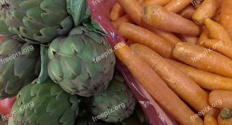 Artichokes Carrots Vegetables Vegetable Garden Free Photos