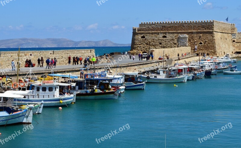 Crete Iraklion Venetian Port Fishing Boats Port