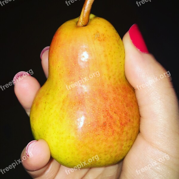 Pear Red Healthy Yellow Mature