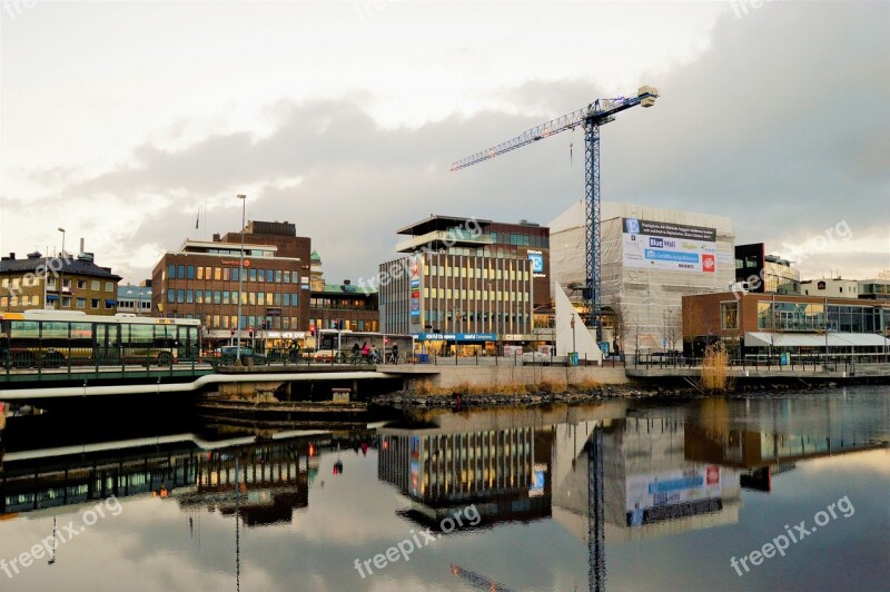 City Jonkoping Sweden Water Lake