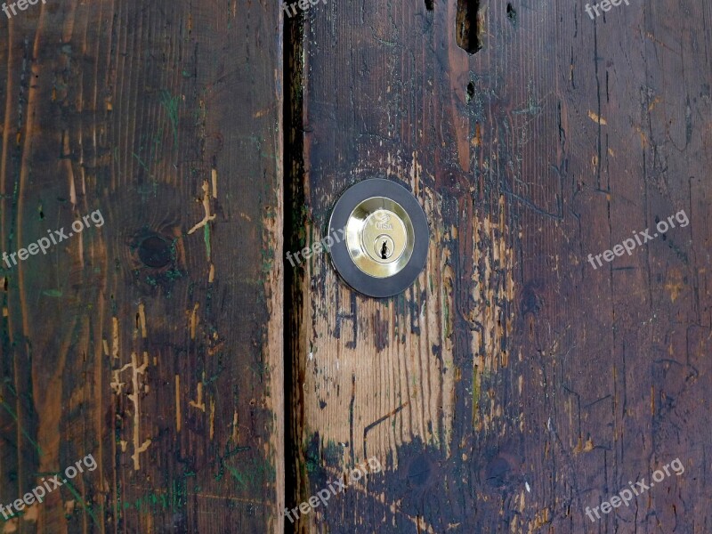 Keyhole Wooden Door Scratched Door Lock Wood