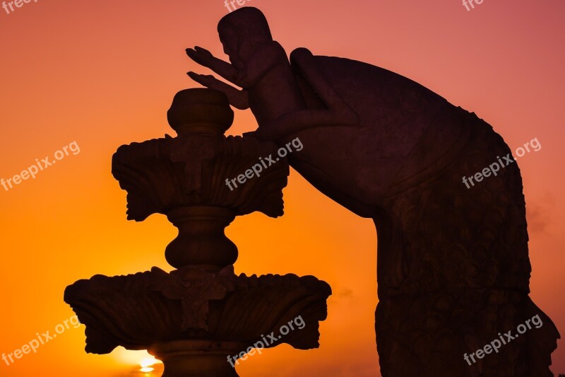 Jonah Prophet Fountain Sculpture Sunset