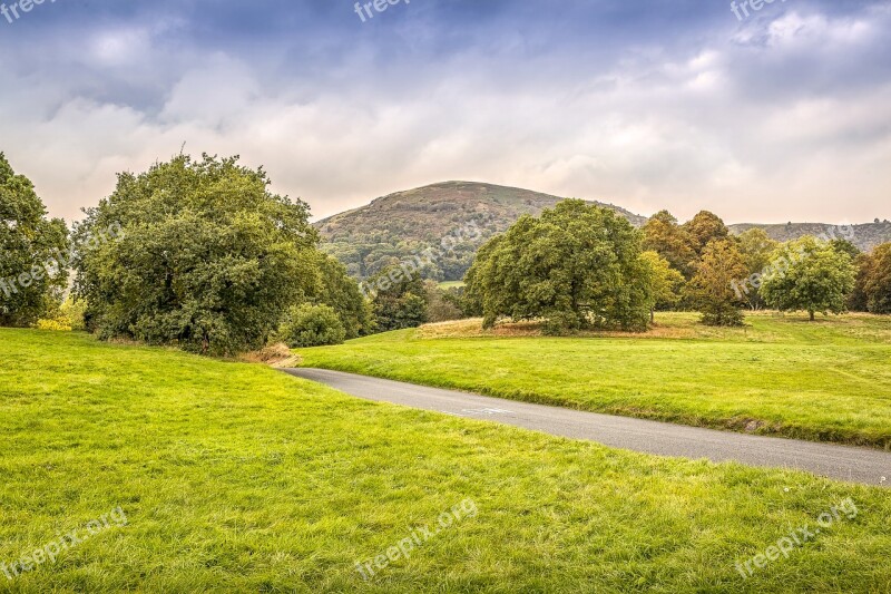 Malvern Hills Distant Landscape Field Grass