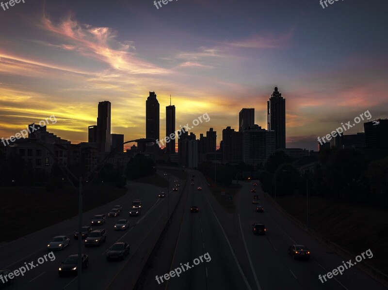 Atlanta Urban Skyline Outline Shadows