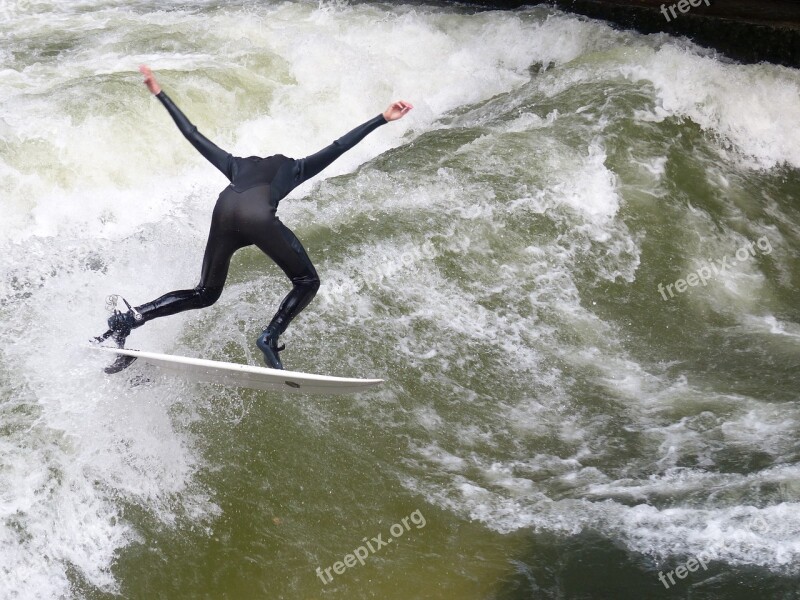 Eisbach Surfer Surfing Surf English Garden