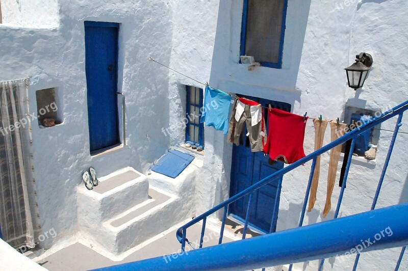 Santorini House White Blue Facade