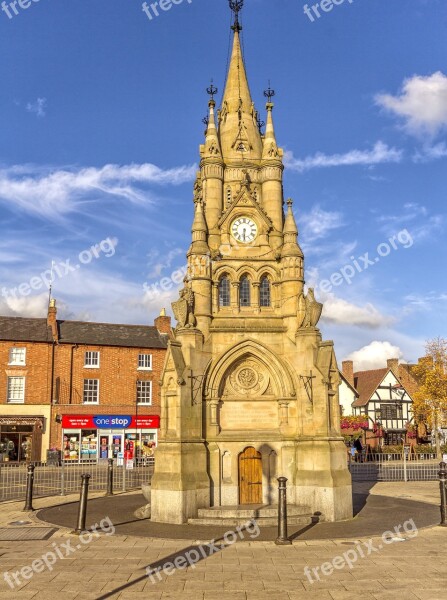 Stratford Upon Avon Central Clock Tower Shakespeare Monument