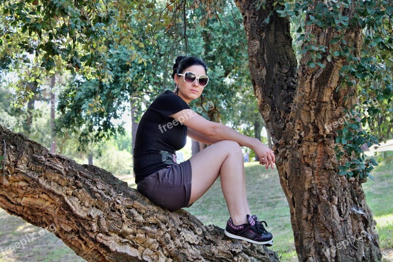 Woman Sunglasses Tree Nature Summer