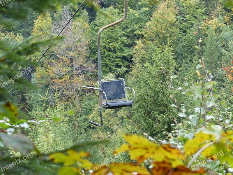 Chairlift Autumn Mountains Lonely Nature