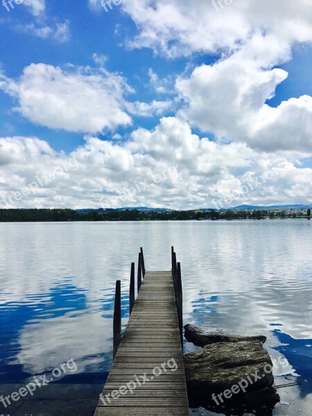 Lake Zurich Canton Switzerland Clouds