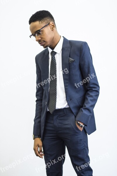 Standing Suit Glasses Business Person