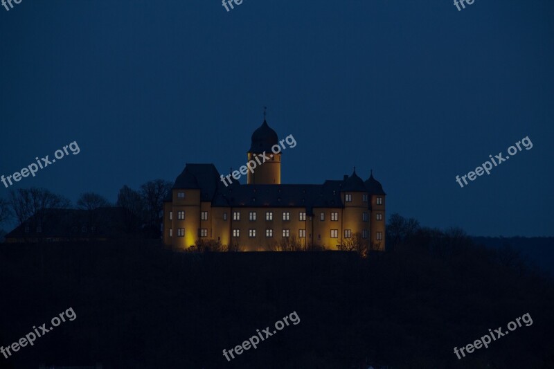 Montabaur Castle Abendstimmung Castle Illuminations Blue Hour